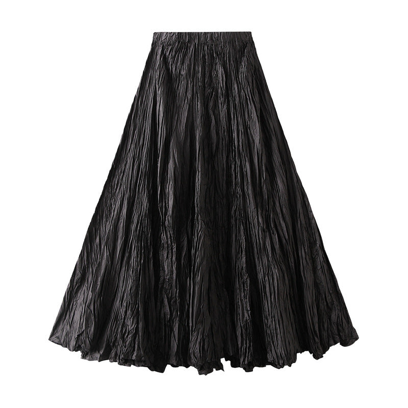 Spring Adult Lady like Woman High Grade Pleated Skirt Loose Slimming Expansion Skirt Casual All Matching A line Skirt