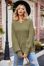 Autumn Winter Round Neck Knitwear Solid Color Loose Pullover