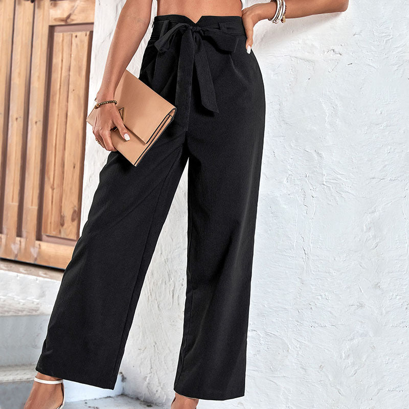 Summer Women Clothing Black Cropped Trousers Casual Pants