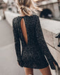 Sequin Atmosphere Shiny Backless Long Sleeves Dress Autumn Winter