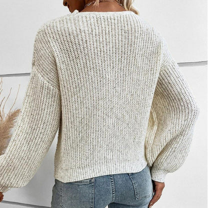 Fall Winter Sweater Women Clothing Elegant Cross V Neck Loose Pullover Women