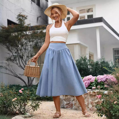 Elegant Denim Skirt Elegant Long Slim Fit A line Skirt