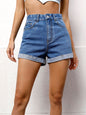 Women Clothing Trendy High Waist Slimming Straight Wide Leg Denim Shorts Summer