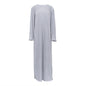 Women  Clothing Dress Pleated round Neck Long Sleeve Solid Color Loose Maxi Dress Slimming Casual