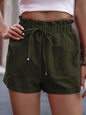 Women Clothing Summer Fungus Waist Oblique Pocket Casual Shorts