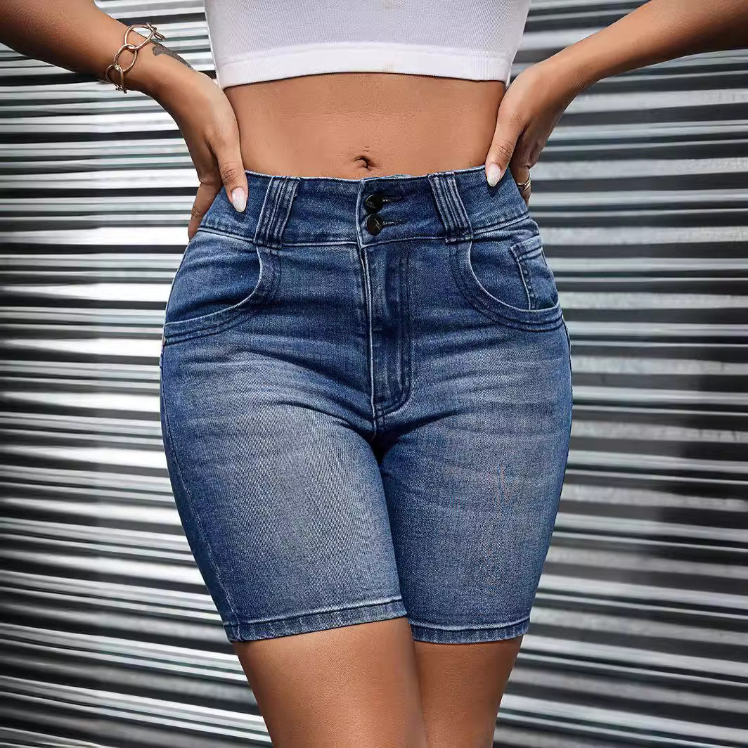 Women Jeans High Waist Comfort Pants Slim Fit Slimming Fashionable Straight Casual Denim