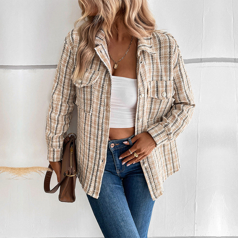 Autumn Winter Women Wear Plaid Shirt Outerwear Women