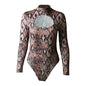 Autumn Winter Women Summer Snakeskin Pattern One-Piece Sexy Slim Slim Sexy Bodysuit