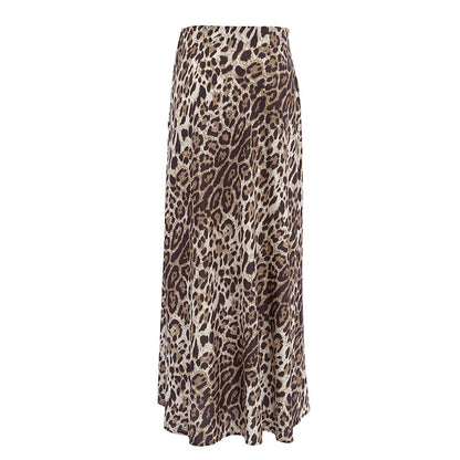 Autumn Sexy Street Leopard Print Mid Waist Slim Fit Floor Skirt Casual Skirt Long Skirt for Women