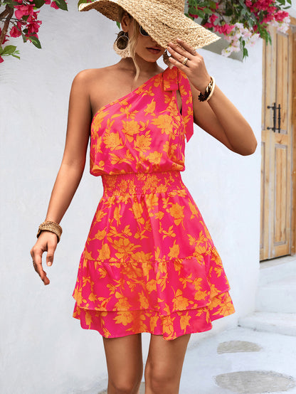 Summer Women Clothing Sloping Shoulder Dress