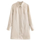 Autumn Women Long Sleeve Champagne Bright Silk Shirt Dress