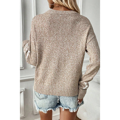 Winter Pattern Pullover Women Casual Loose Shoulder Knitted Long Sleeved Top Women