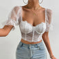 Mesh See Through Lace Floral Senior Girl Outer Tops