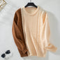 Contrast Color Sweater Women Autumn Winter Round Neck Twisted Long Sleeved Sweater Top Women