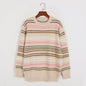 Colorful Striped Mid Length Thick Autumn Winter Korean Contrast Color Idle Loose Knitted Sweater