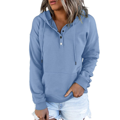 Solid Color Hooded Sweater Women Shiying Loose Oversized Long Sleeves Top