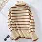 Winter Knitting Pullover Collared Office Striped Women Clothing Sweater Women