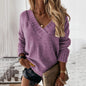 Women Autumn Winter Solid Color Sweater Women V neck Long Sleeve Pullover Sweater Top