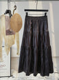 Autumn Pleated High Waist Slimming All Match Tutu Women Clothing Leather Skirt Casual Pleated A line Skirt