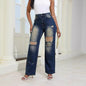 Jeans Women Autumn Retro High Waist Straight Pants Jeans