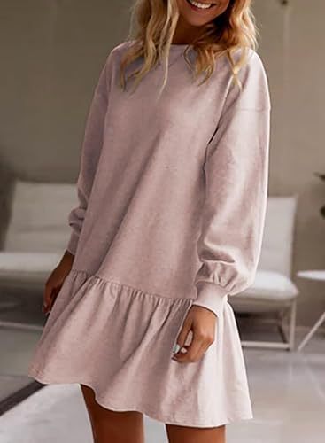 Women Clothing Crisscross Neckline Round Neck Long Sleeve Casual Sweatshirt Dress