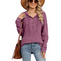 Autumn Winter Solid Color Hooded Button Loose Long Sleeve Sweatershirt Clothing