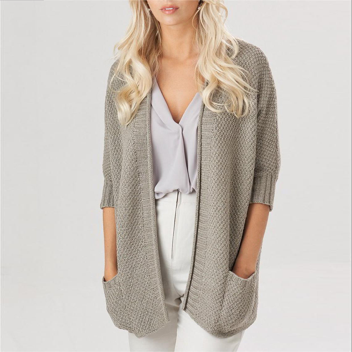 Autumn Winter Women Office Loose Knitted Cardigan Sweater Coat