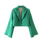 French Retro Women Clothing Slimming Solid Color Satin Short Blazer