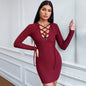 Women Clothing Hollow Out Cutout Thin Sexy Hip Elegant Slim Fit Long Sleeve Dress