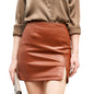 Hip Skirt Office Solid Color Short Skirt European Size Skirt Women Split Faux Leather Skirt