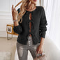 Autumn Winter Top Women Casual Loose Cardigan Lace-up Solid Color Sweater