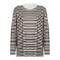 Street Retro Contrast Color Striped Basic Loose T Shirt Autumn Sexy Thin Round Neck Long Sleeve