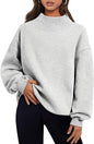 Women Clothing Neckline Slit Loose Casual Half Turtleneck Brushed Hoody