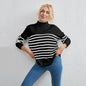 Women Clothing Striped All Matching Round Neck T Shirt Simple Casual Loose