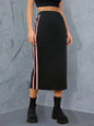 Summer Knitted Contrast Color Braid Stitching Skirt Straight Skirt Office Midi Skirt