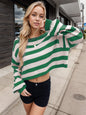 Autumn Winter Women Pullover Sweater Striped Loose Short Sweater