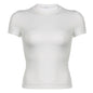 Casual Women Wear Solid Color round Neck Pullover Basic T shirt Street Sexy Slim Short Sleeved Tops