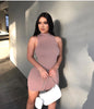 Women Clothing Sexy Solid Color Tight Thread Sunken Stripe Vest Women Dress