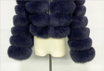 Fur Autumn Winter Artificial Fur Fox Fur Hooded Short Faux Coat Women