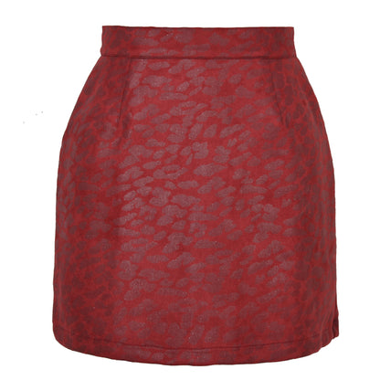 Autumn Winter Bronzing Sequined Leopard Suede Skirt High Waist Sexy Short Skirt Women Clothing