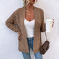 Sweater Women Autumn Winter New Twist Mid-Length Pocket Knitted Cardigan Coat