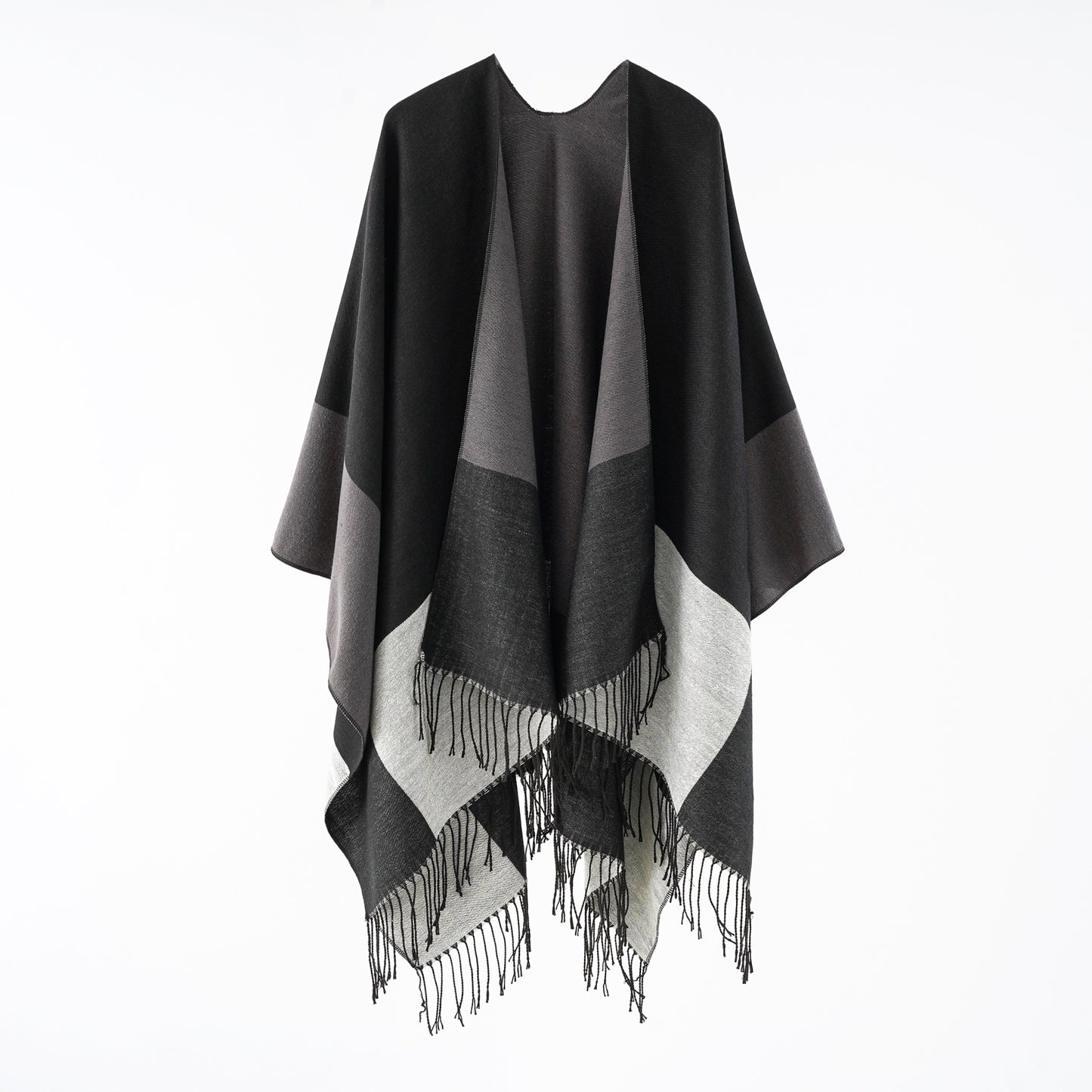 Women Scarf Shawl Retro Jacquard Split Thickened Warm Shawl Cloak