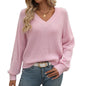 Women's Clothing Autumn Winter Hollow Out Cutout out V-neck Long Sleeve Sweater Women