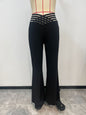 Women Clothing Fall Hollowed out High Waist Casual Ladies Straight Leg Pants