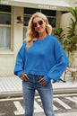 Women Clothing Autumn Winter Loose Cropped Pullover Sweater Long Sleeve round Neck Sweater