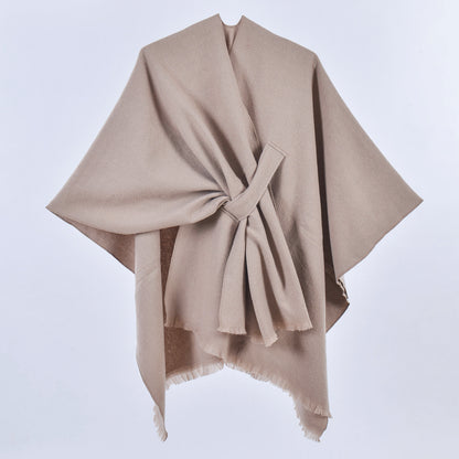 Women Shawl Minimalist Monochrome Oblique Strap Cape Cloak Outdoor