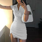 Fall Women Sexy Slim Fit Slimming Rib Short Sleeve Dress