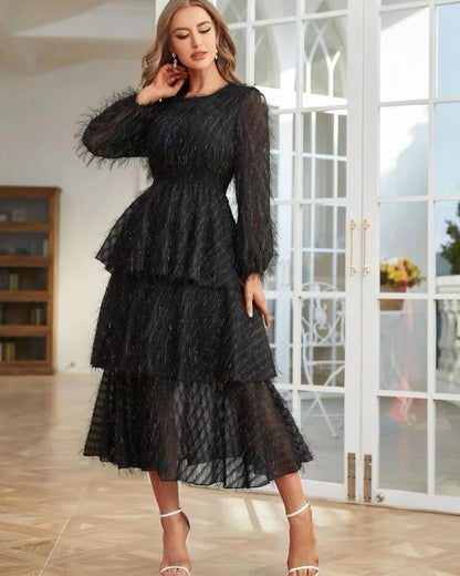 Women Clothing French Elegant Early Spring Casual Retro Lace Fairy Slim Slimming Dress