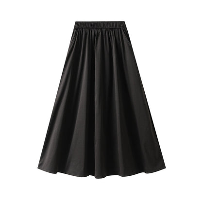 Women Mid Length A Line Workwear Umbrella Skirt With Pockets Autumn Skirt