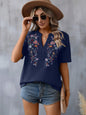 Summer Ten Thousand Needles Embroidery Stitching Lace Lace Collared Blouse Women